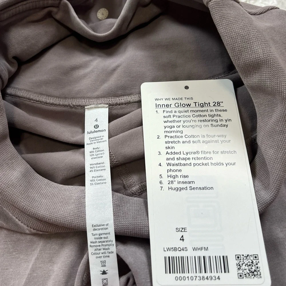 Lululemon Athletica Inner Glow High Rise Tight Cotton Washed Half Moon Gray 4